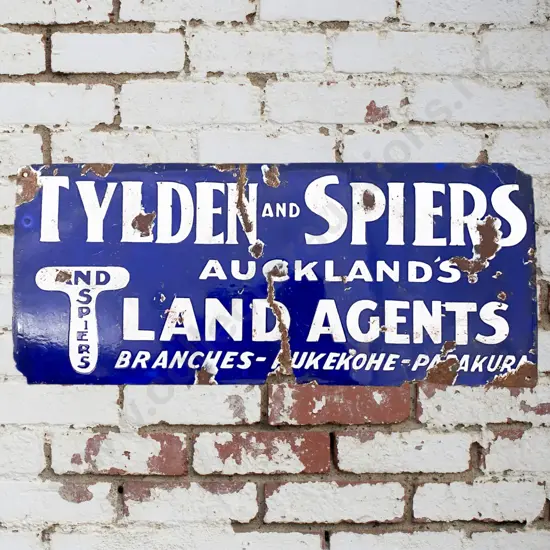 Tylden And Spiers Pukekohe Papakura Enamel Sign