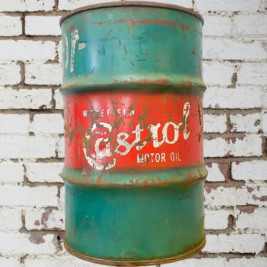 Large Castrol Oil Drum Painted