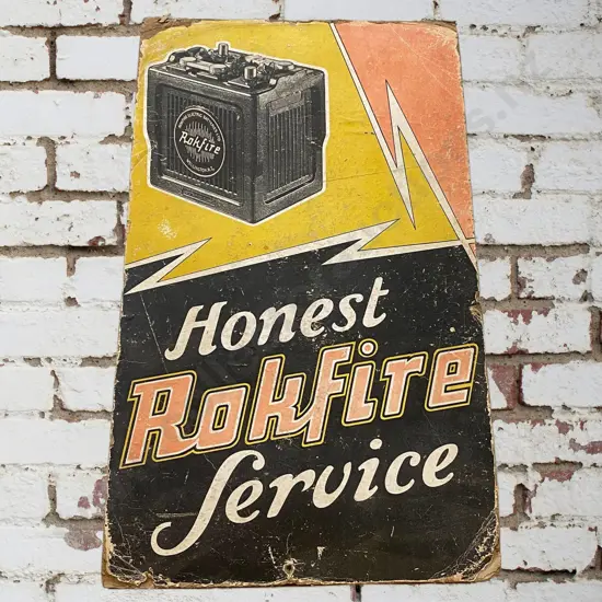 Rokfire Batteries Cardboard Sign