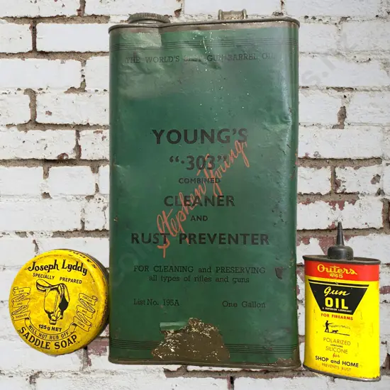 Gun Oil Tin 303, Gun Oil Handy Oiler, Saddle Soap Tin