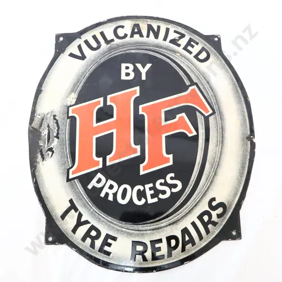 RARE HF Process Vulcanized Tyre Repair Diecut Enamel Sign