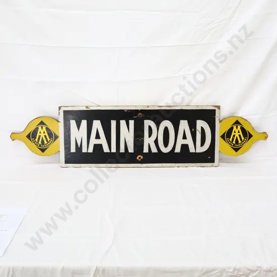 AA South Taranaki Main Road Wooden Street Sign