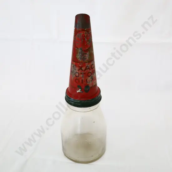 Texaco Oil Bottle Tin Top on Pint Bottle