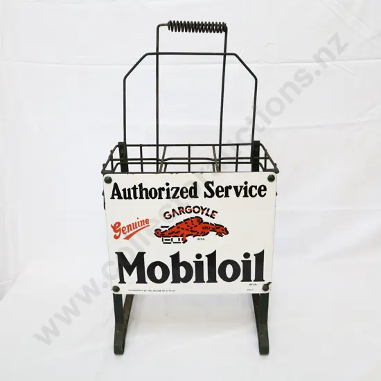 Mobil Oil 6 Bottle Rack (POSSIBLY REPRODUCTION) Stamped Neeco NZ Made??