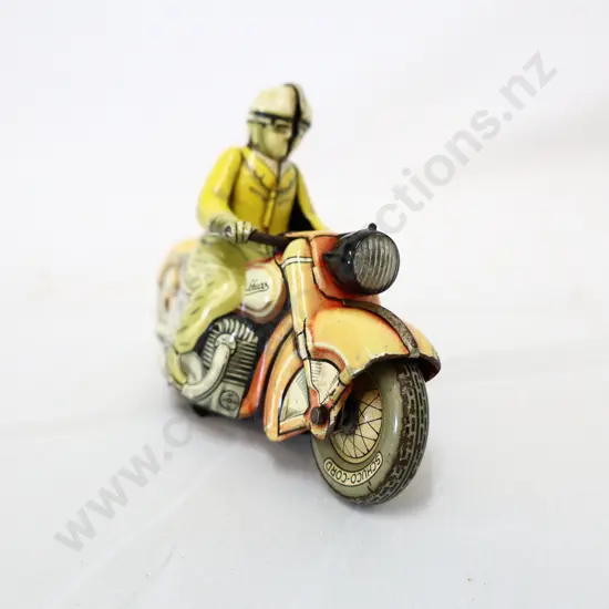 SCHUCO Carl 1005 Clockwork Western German Tin Toy Motorcycle