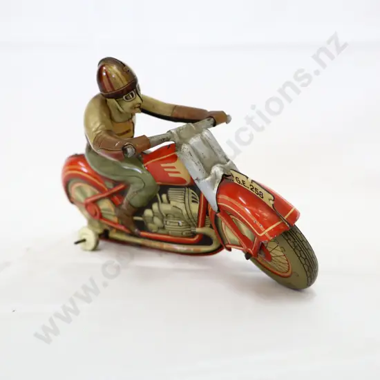 TECHNOFIX Motorcycle GE 258 Rider No 4 Clockwork Made in US Zone Germany 