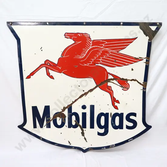 LARGE Double Sided Mobil Enamel Sign