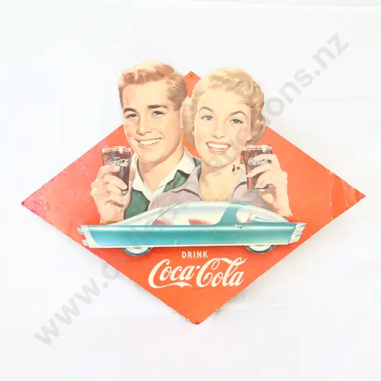 1950's Coca Cola Sign With Pop Out Space Aged Car