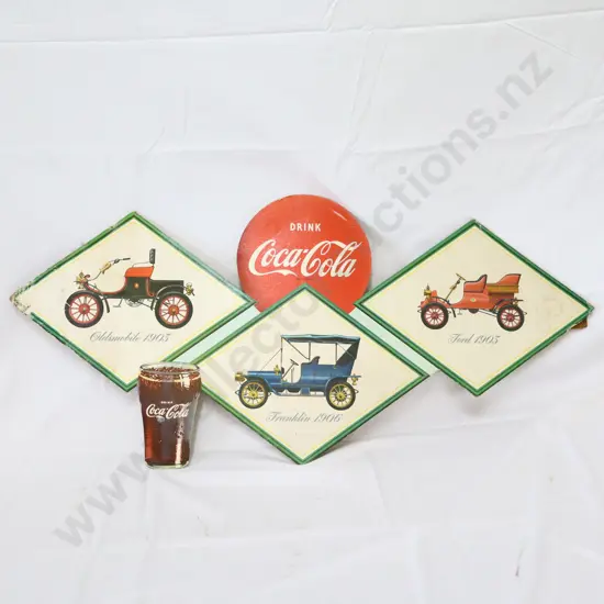 Coca Cola Sign with Brass Era Cars