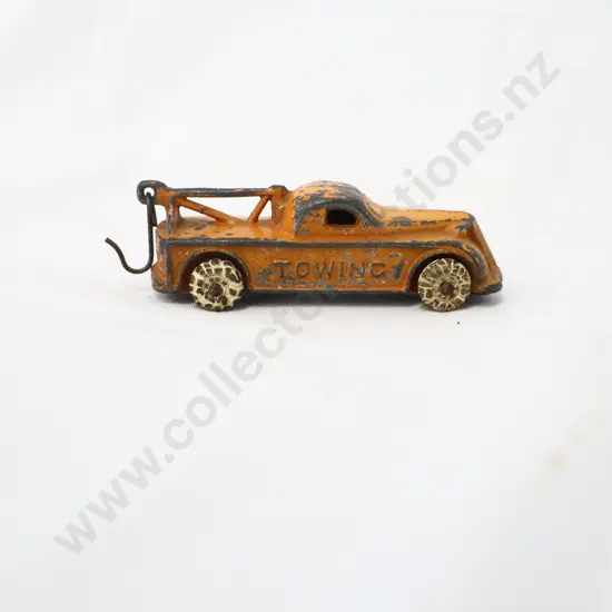Orange Cast Iron Tow Truck