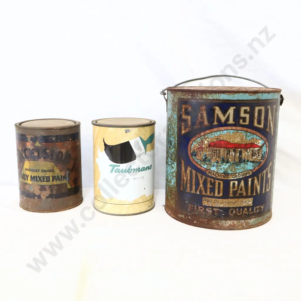 NEW OLD STOCK Samson, Excelsior and Taubman's Paint Tins Image 1++