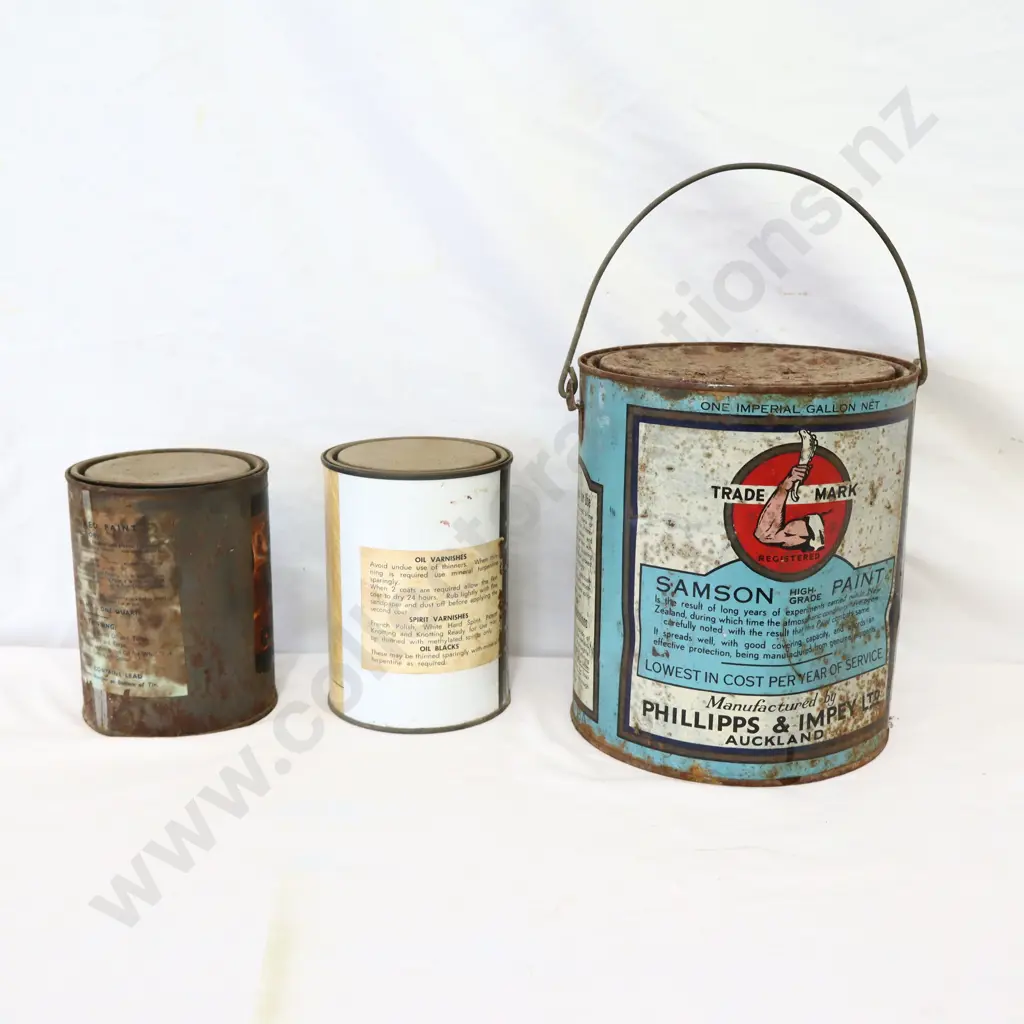 NEW OLD STOCK Samson, Excelsior and Taubman's Paint Tins Image 1++
