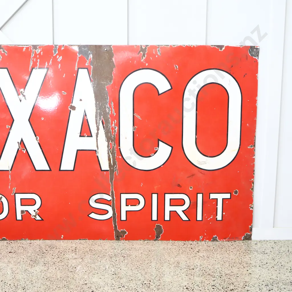 LARGE Early 6x3 Foot Enamel Texaco Sign Image 1++
