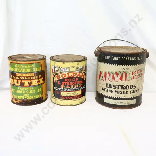 NEW OLD STOCK Anvil, Solpah and Butex Paint Tins