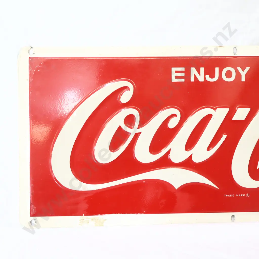 Steel Embossed Coca Cola Sign ENJOY Image 1++