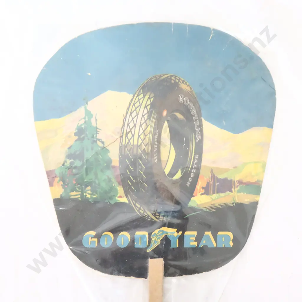 NEW OLD STOCK Goodyear Promotional Pictorial Fan Image 1++