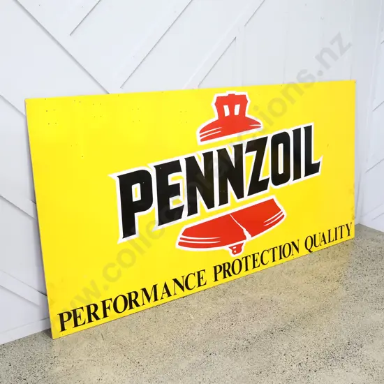 Large Wooden Rectangle Pennzoil Sign