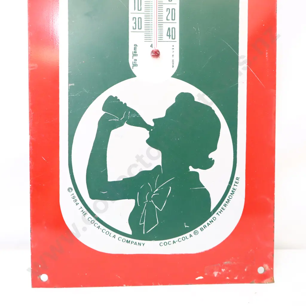 WORKING Pressed Tin Coca Cola Thermometer Dated 1984 Image 1++