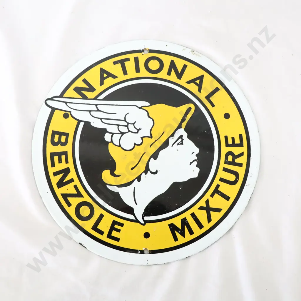 REPRODUCTION Enamel National Benzole Petrol Bowser Sign Image 1++
