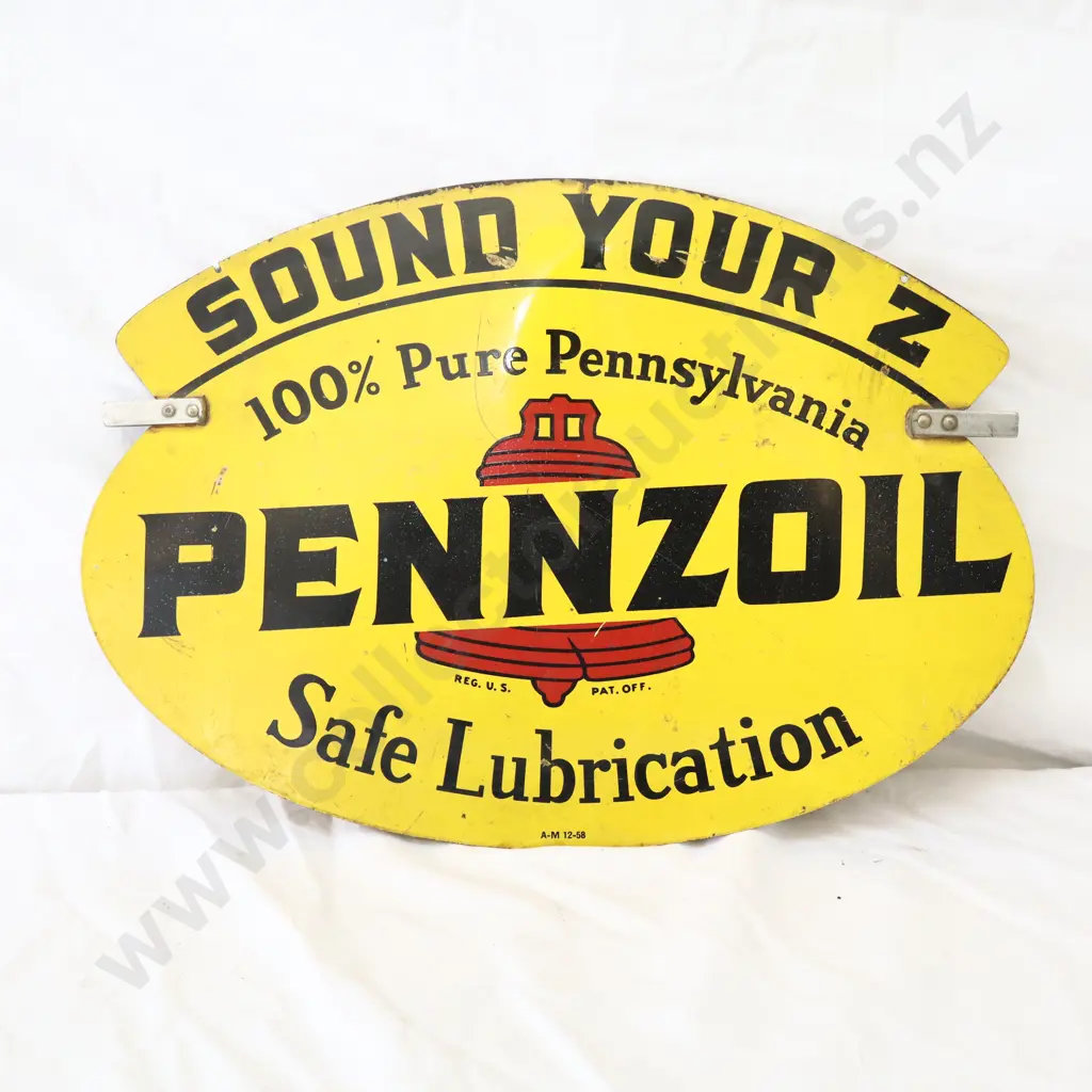 Sound Your Z Steel Sign With Clips Dated 1958 Image 1++