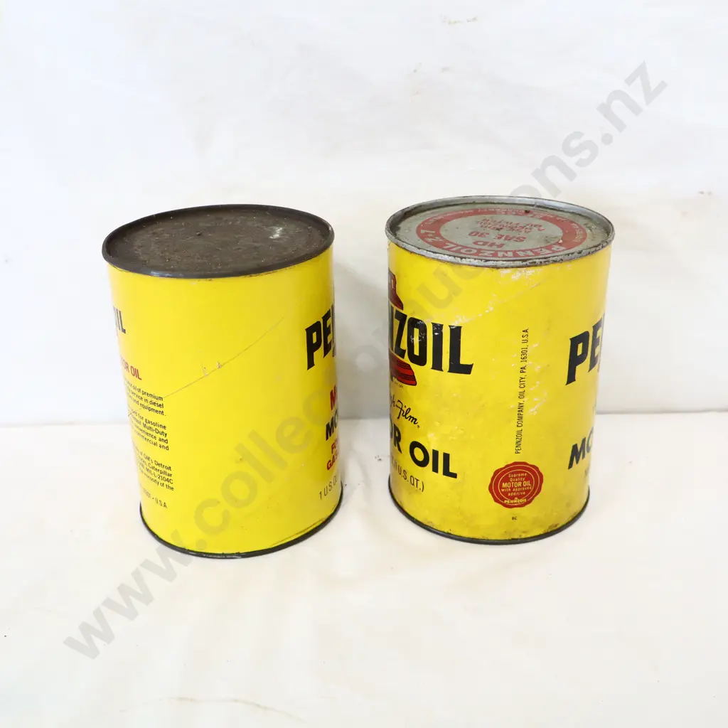 New Old Stock Full Pennzoil Oil Tins x 2 Image 1++