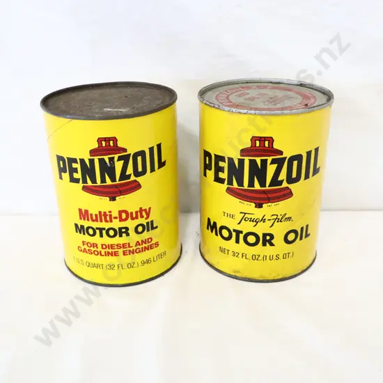 New Old Stock Full Pennzoil Oil Tins x 2