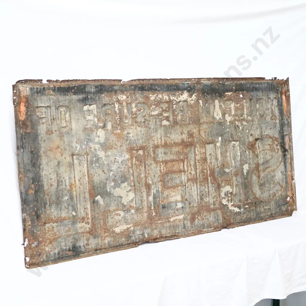 LARGE 6x3 Foot EARLY You Can Be Sure Of Shell Embossed Enamel Sign Image 1++