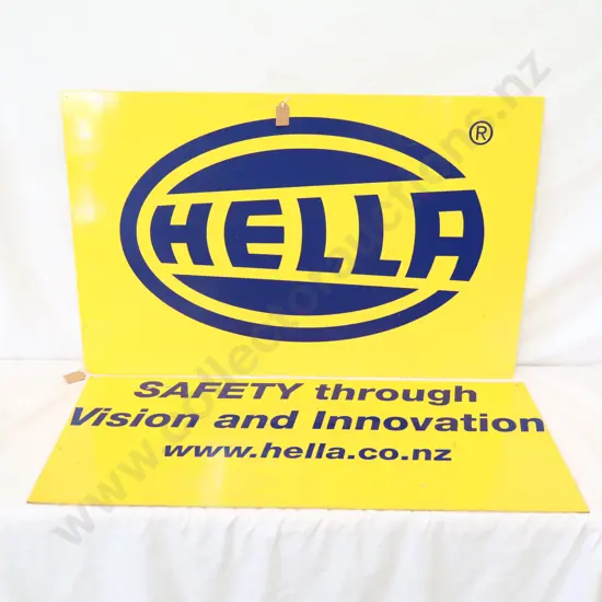 2 x Hella Plastic Signs