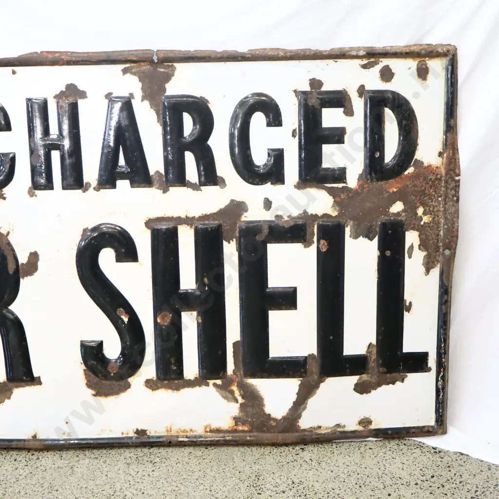 LARGE 6x3 Foot EARLY Supercharge Super Shell Embossed Enamel Sign NZ Only Sign Image 1++