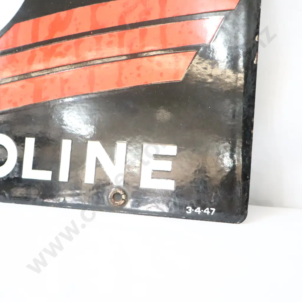 A Pair Of Texaco Sky Chief Gasoline Enamel Bowser Signs (Taken Of The Same Pump) Dated 1947 Image 1++