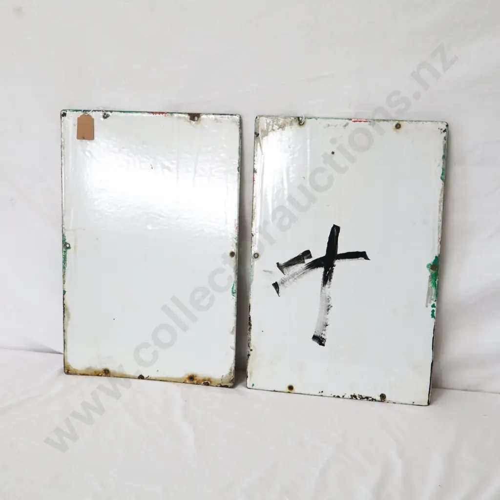 A Pair Of Texaco Sky Chief Gasoline Enamel Bowser Signs (Taken Of The Same Pump) Dated 1947 Image 1++