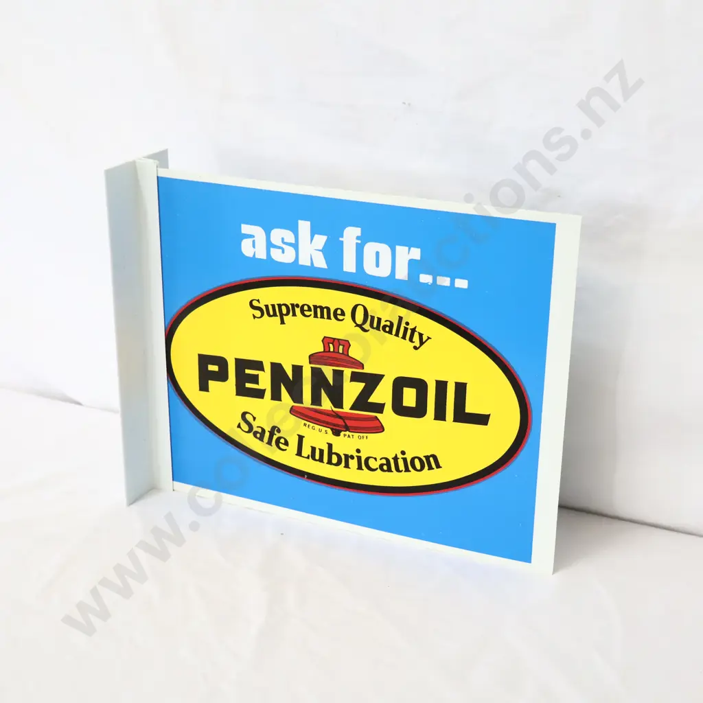 Ask For Pennzoi Plastic Flanged Sign NEW OLD STOCK Image 1++