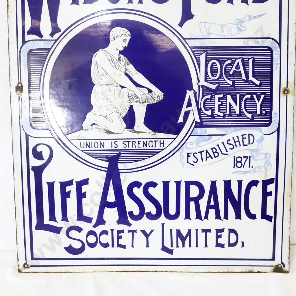 Australian Widows Fund Life Assurance Enamel Sign Image 1++