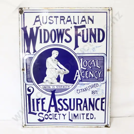 Australian Widows Fund Life Assurance Enamel Sign