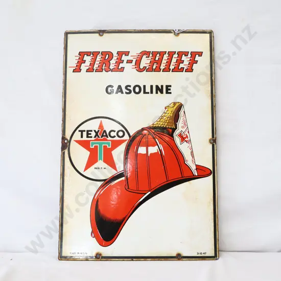 Texaco Firecheif  Enamel Petrol Bowser Sign Dated 1947