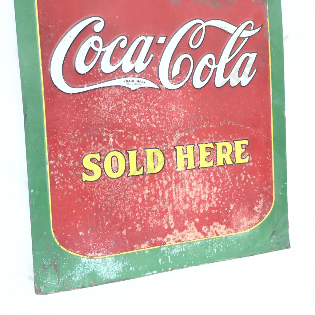 EARLY Ice Cold Coca Cola Sold Here Tin Sign Dated 1931 Image 1++