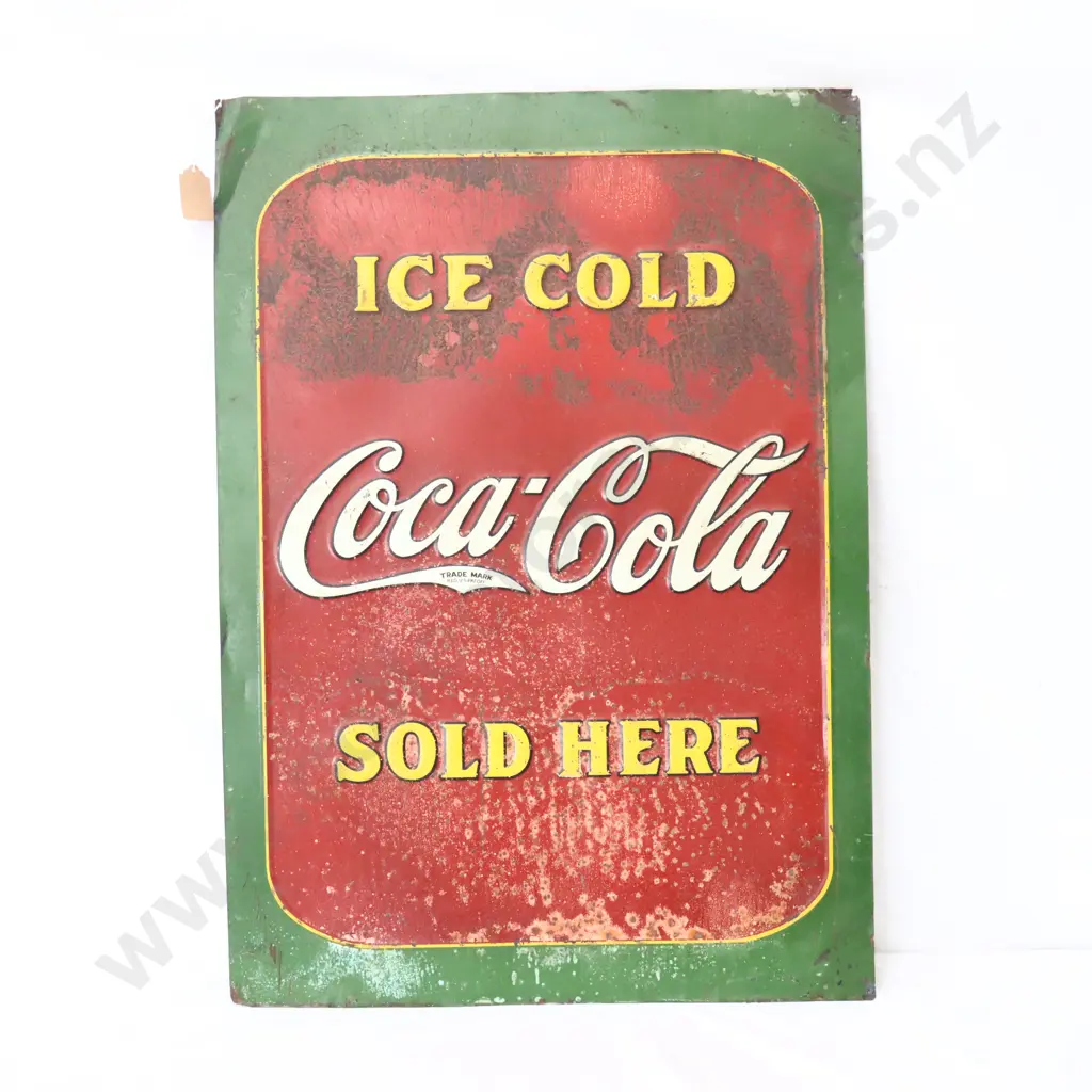EARLY Ice Cold Coca Cola Sold Here Tin Sign Dated 1931 Image 1++