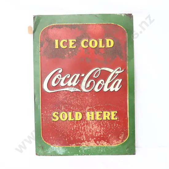 EARLY Ice Cold Coca Cola Sold Here Tin Sign Dated 1931