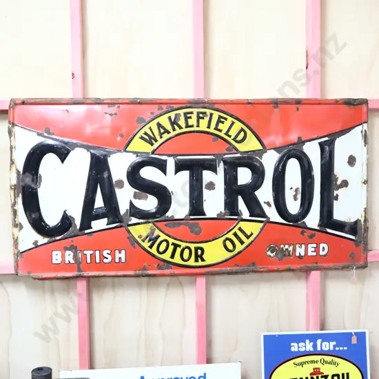 LARGE 6x3 Foot Wakefield Castrol Enamel Sign