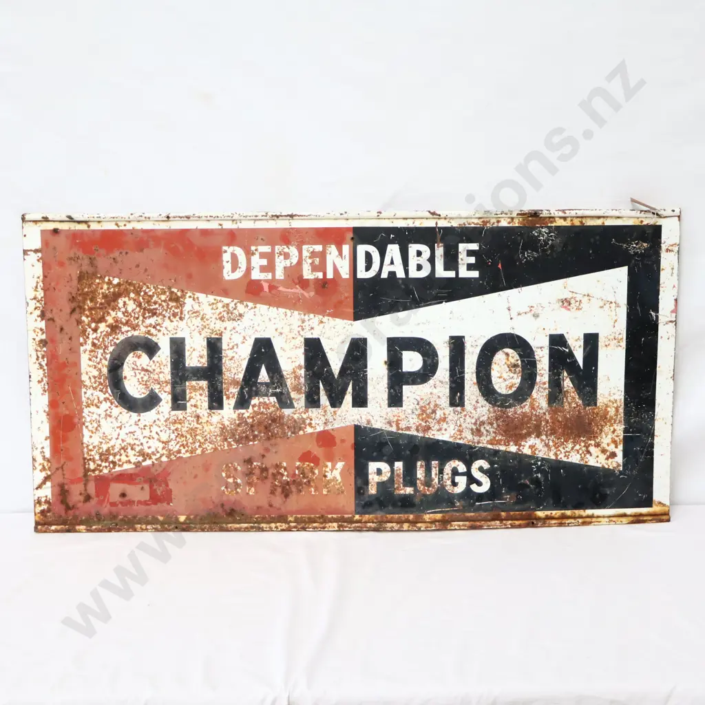 Double Sided Champion Spark Plugs Sign Image 1++