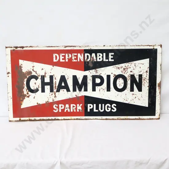 Double Sided Champion Spark Plugs Sign