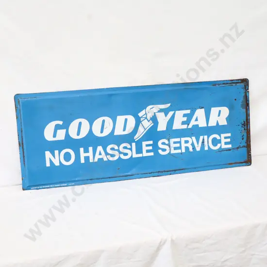 Goodyear No Hassle Service Tin Sign Dated 1977