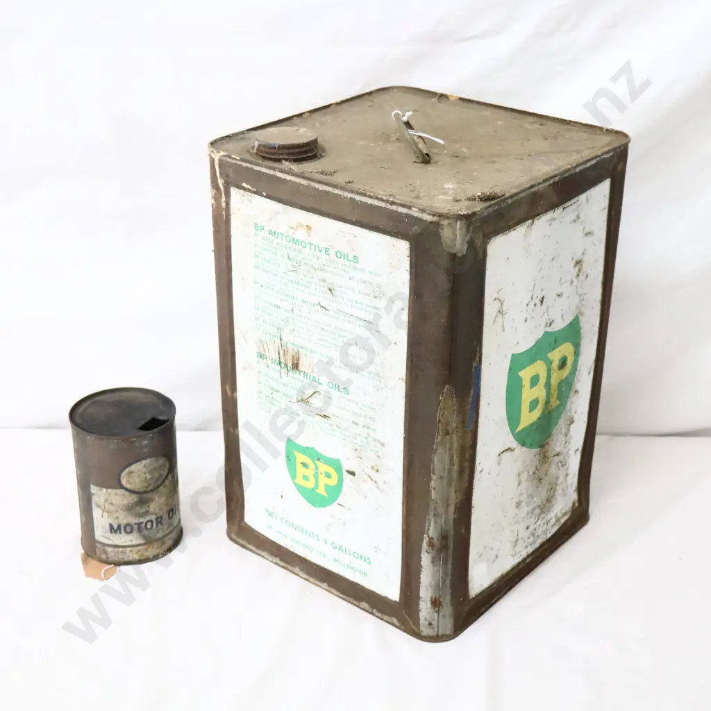 BP Four Gallon Oil Tin And Esso Extra Oil Tin Image 1++