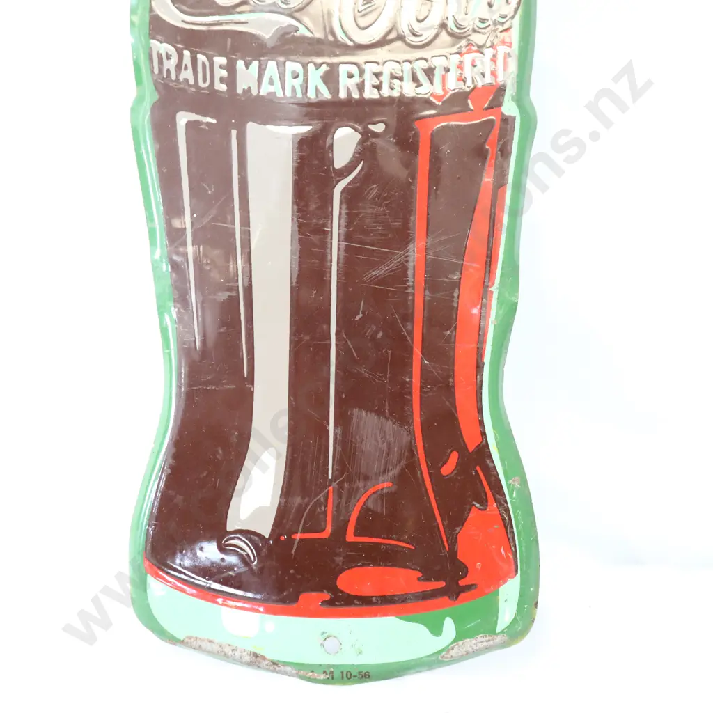 Pressed Tin Coca Cola Thermometer Die Cut Sign Dated 1954 Image 1++