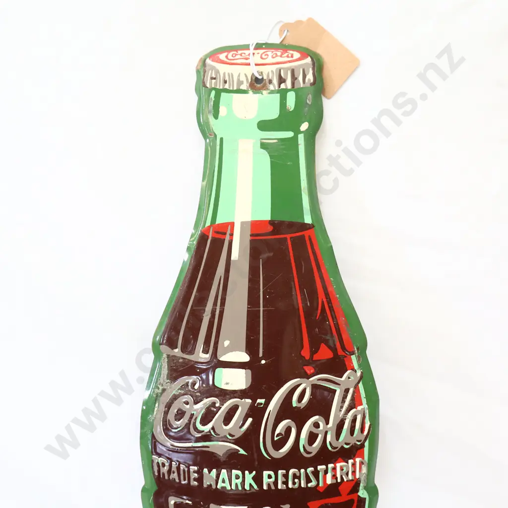 Pressed Tin Coca Cola Thermometer Die Cut Sign Dated 1954 Image 1++