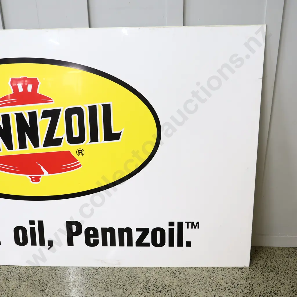 White Pennzoil Plastic Sign Image 1++