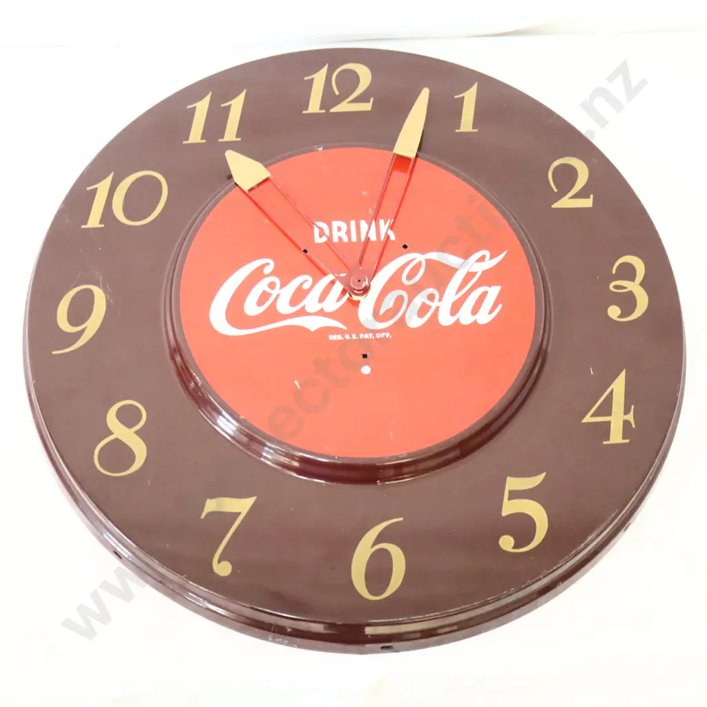 WORKING Pressed Steel Drink Coca Cola Advertising Clock Image 1++
