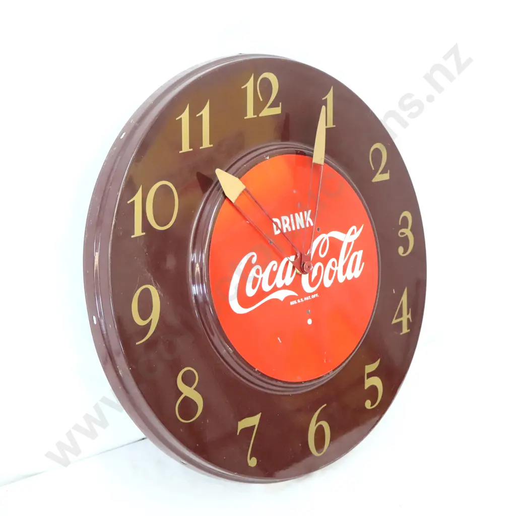 WORKING Pressed Steel Drink Coca Cola Advertising Clock Image 1++