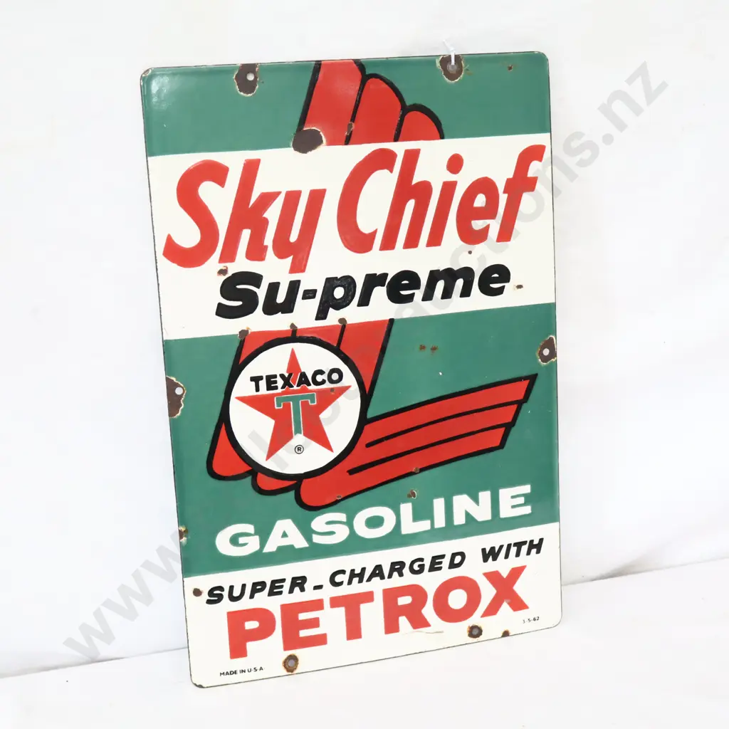 REPRODUCTION Texaco Skychief Supreme Enamel Sign Image 1++