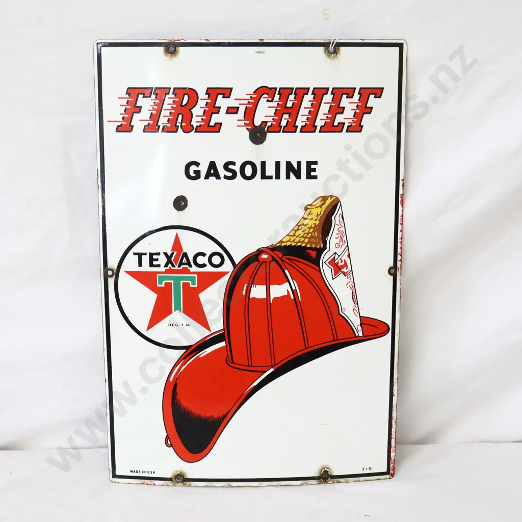 Texaco Firecheif  Enamel Petrol Bowser Sign Dated 1951 Image 1++